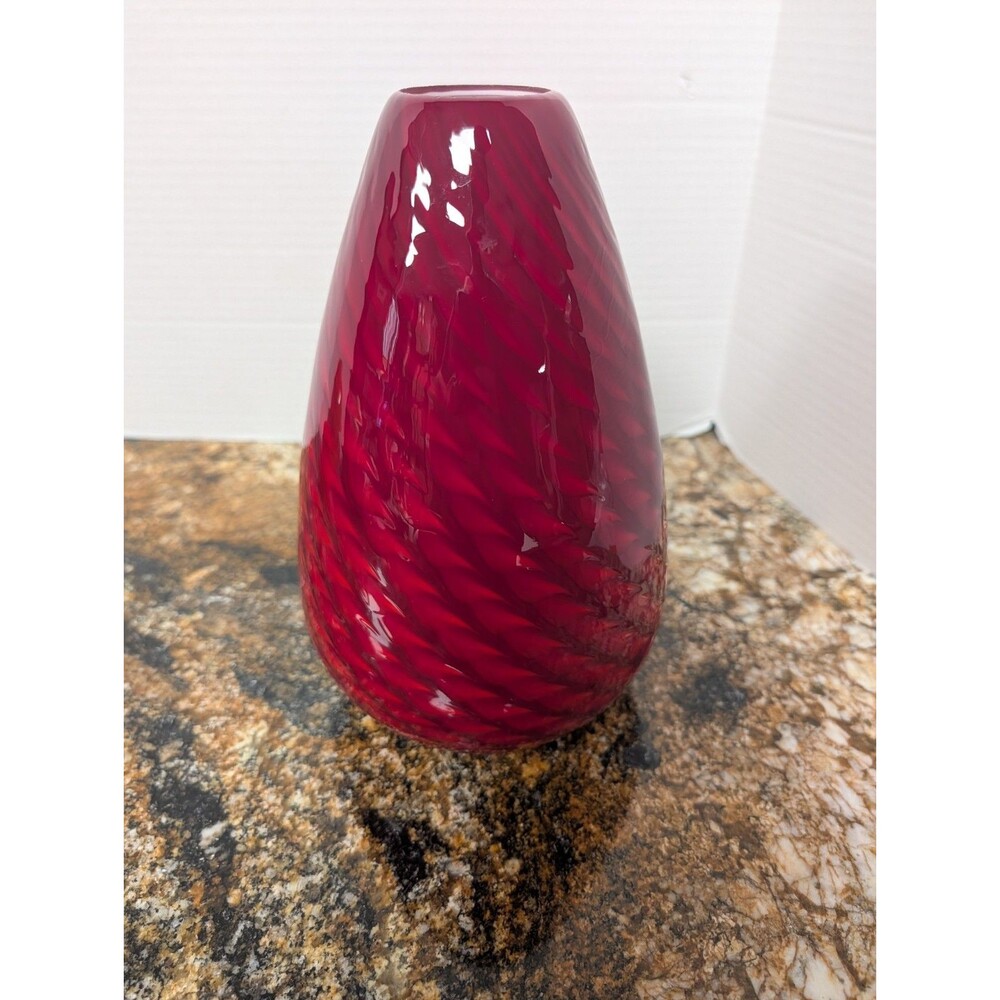 RED SWIRL CONTEMPORARY MODERN CASED ART GLASS PENDANT LIGHT FIXTURE LAMP SHADE